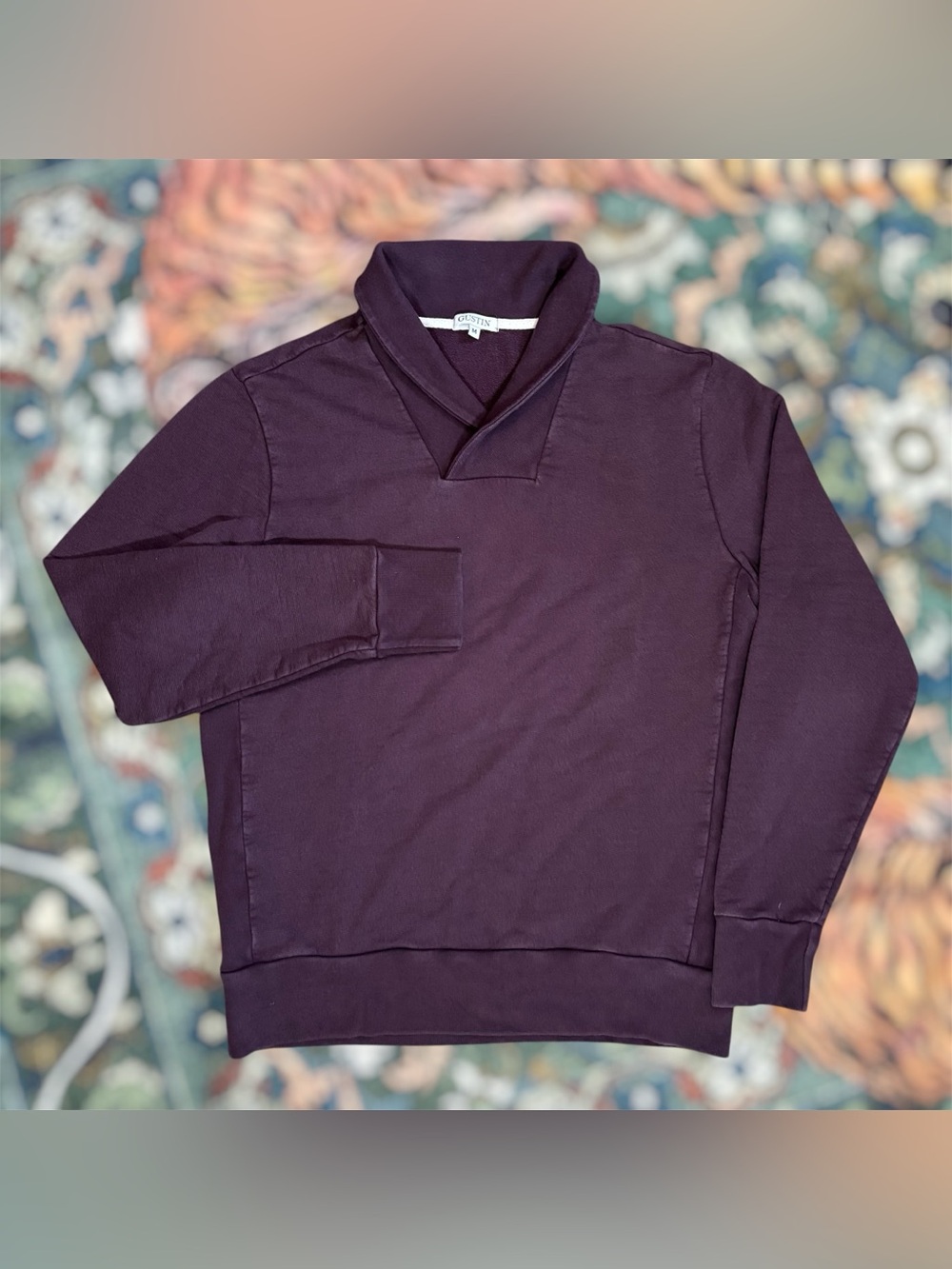 Gustin French Terry Shawl Collar Sweatshirt Pullover Oxblood Medium Made In USA